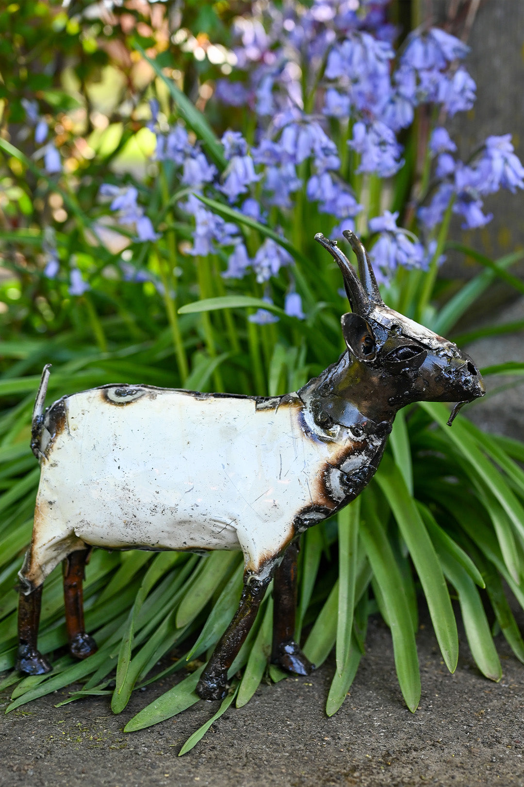 Recycled metal African goat statue - garden stakes and statues collection at Better World Bio