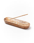 Indukala Moon Phase Double Incense Holder - Wood, Mother of Pearl