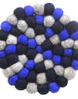 Dark Blue Chakra Felt Ball Trivet