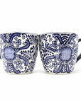 Encantada Rounded Blue Flowers Pattern Mugs - Set of Two