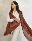 Coco Brown Hand Woven Linen Scarf