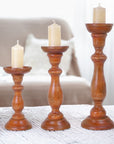 Tuli Earthy Brown Pillar Candle Holder Set