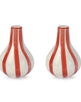 Red Stripe Ceramic Bud Vase - Set of 2