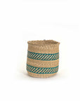 Iringa Woven Basket - Turquoise Stripe
