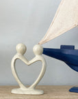 Handcrafted Soapstone Lover's Heart Sculpture in White - Smolart