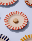 Red Stripe Ceramic Salad Plates - Set of 4