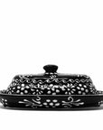 Encantada Handmade Pottery Butter Dish, Black & White