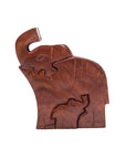 Mom and Baby Elephant Puzzle Box - Hand Carved Wood