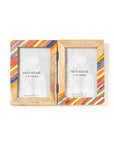 Banka Mundi 4x6 Multicolor Double Picture Frame - Bone & Wood