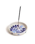 Lalita Round Blue & White Incense Holder