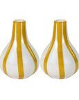 Yellow Stripe Ceramic Bud Vase - Set of 2