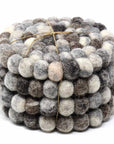 Gray Tie-Dye Felt Ball Coasters — Set of 4