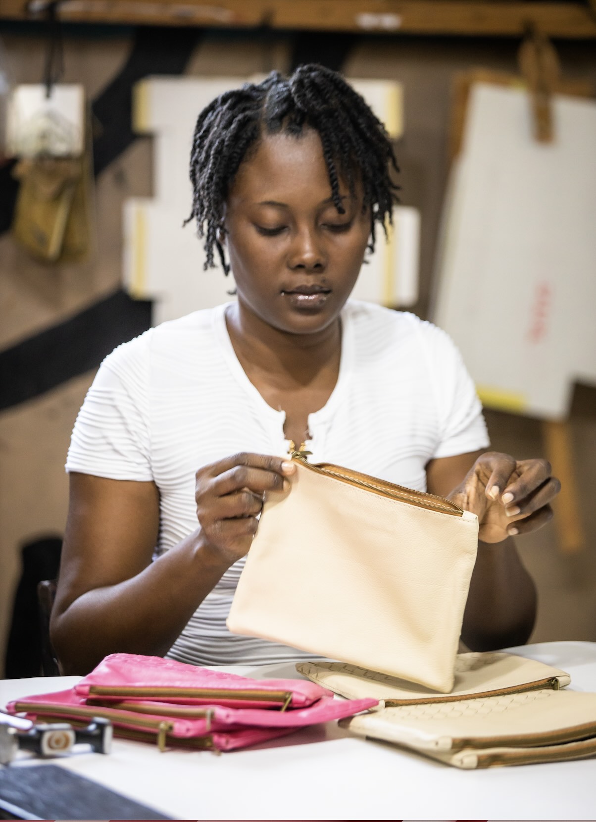 Woven Leather Large Pouch