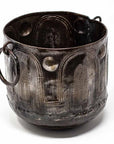 Hammered Metal Container with Round Handles - Croix des Bouquets