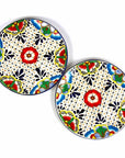 Dots and Flowers Dinner Plates, Set of Two - Encantada