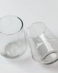 Handblown Hammered Clear Drinking Glass - Set of 4