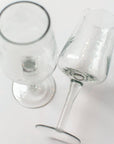 Handblown Hammered Clear Wine Glasses - Set of 4