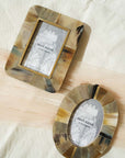 Kachhua 4x6 Oval Picture Frame - Horn & Brass Inlay