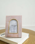 Jaipuri 4x6 Arch Picture Frame - Pink Carved Marble