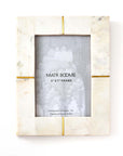 Sammita 5x7 White Picture Frame - Carved Marble Brass Inlay