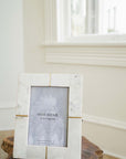 Sammita 5x7 White Picture Frame - Carved Marble Brass Inlay