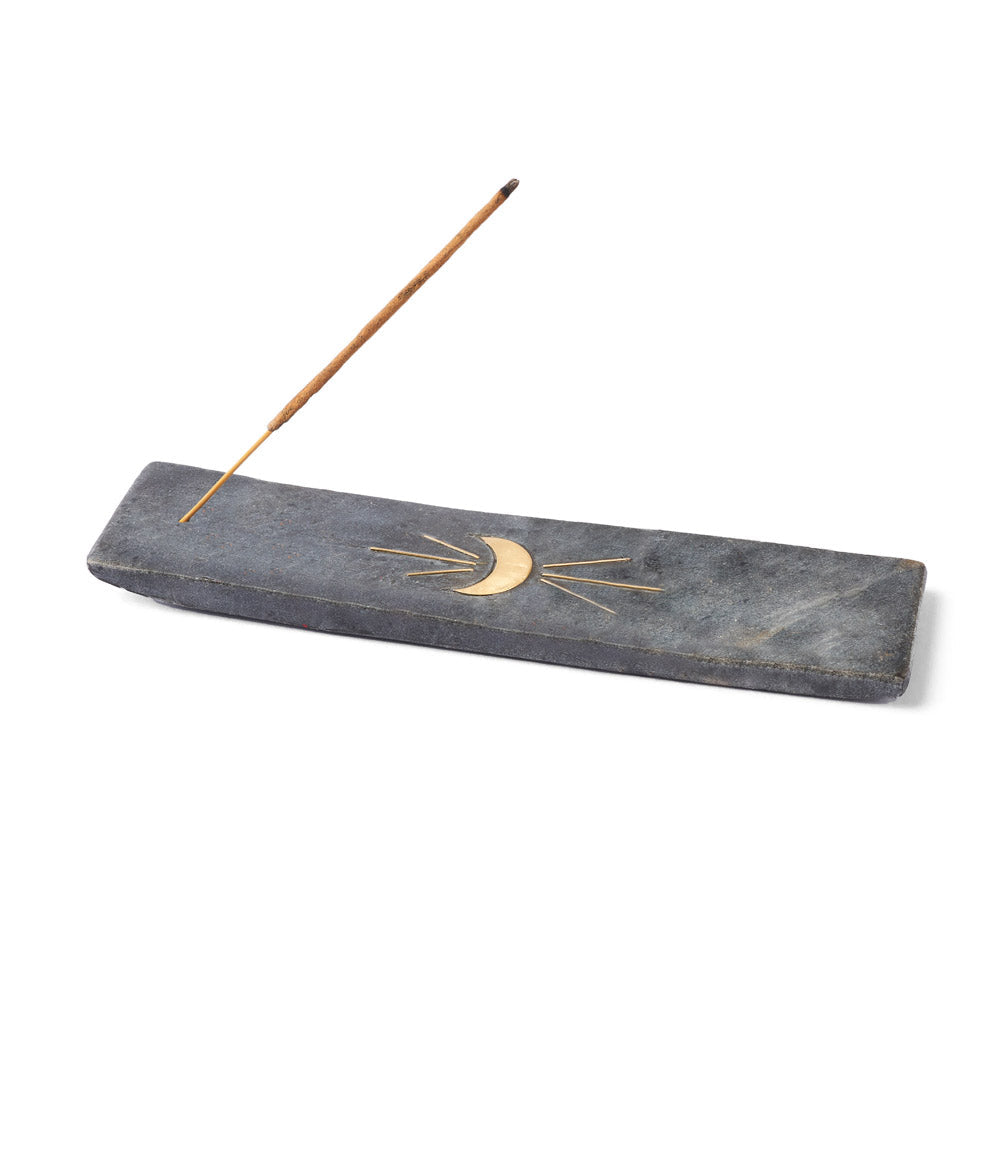 Incense Holder made of black marble with moon design