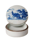 River Landscape Porcelain Ink Box – Blue & White