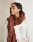 Coco Brown Hand Woven Linen Scarf