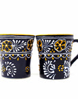 Blue Flared Pottery Mugs - Set of 2