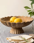 Fluted Pedestal Bowl - Natural