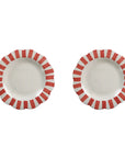 Red Stripe Ceramic Dinner Plates - Set of 2