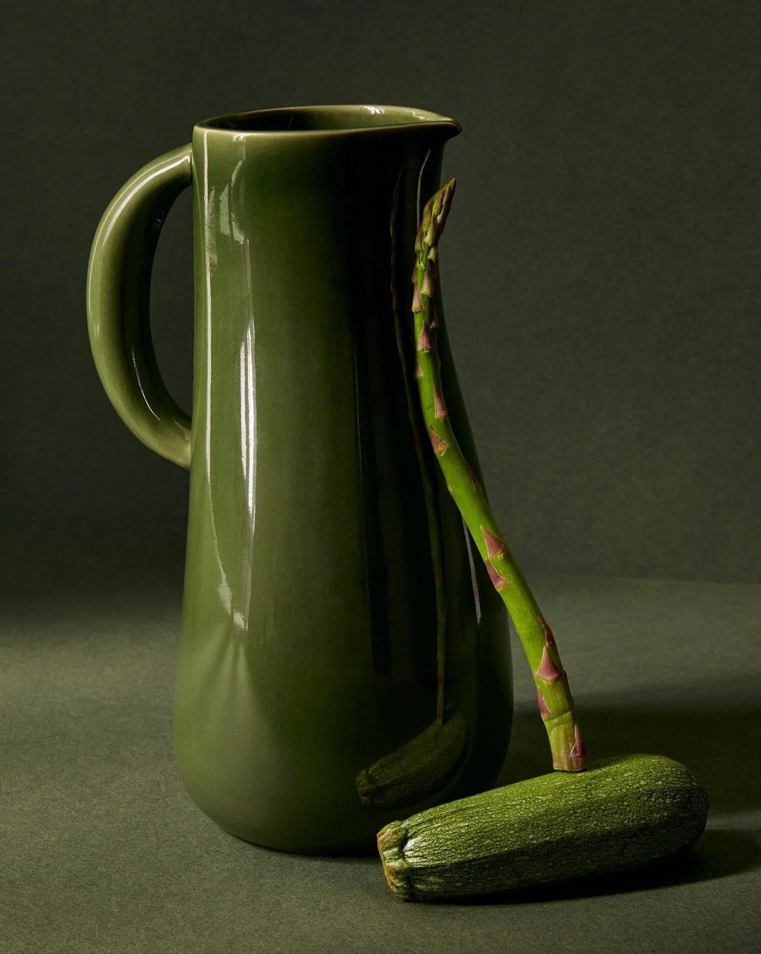 Green Stoneware Jug - 50 Oz