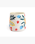 Floral Stoneware Coffee Mugs - Set of 2