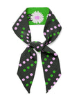 White Flower Silk Twilly Scarf