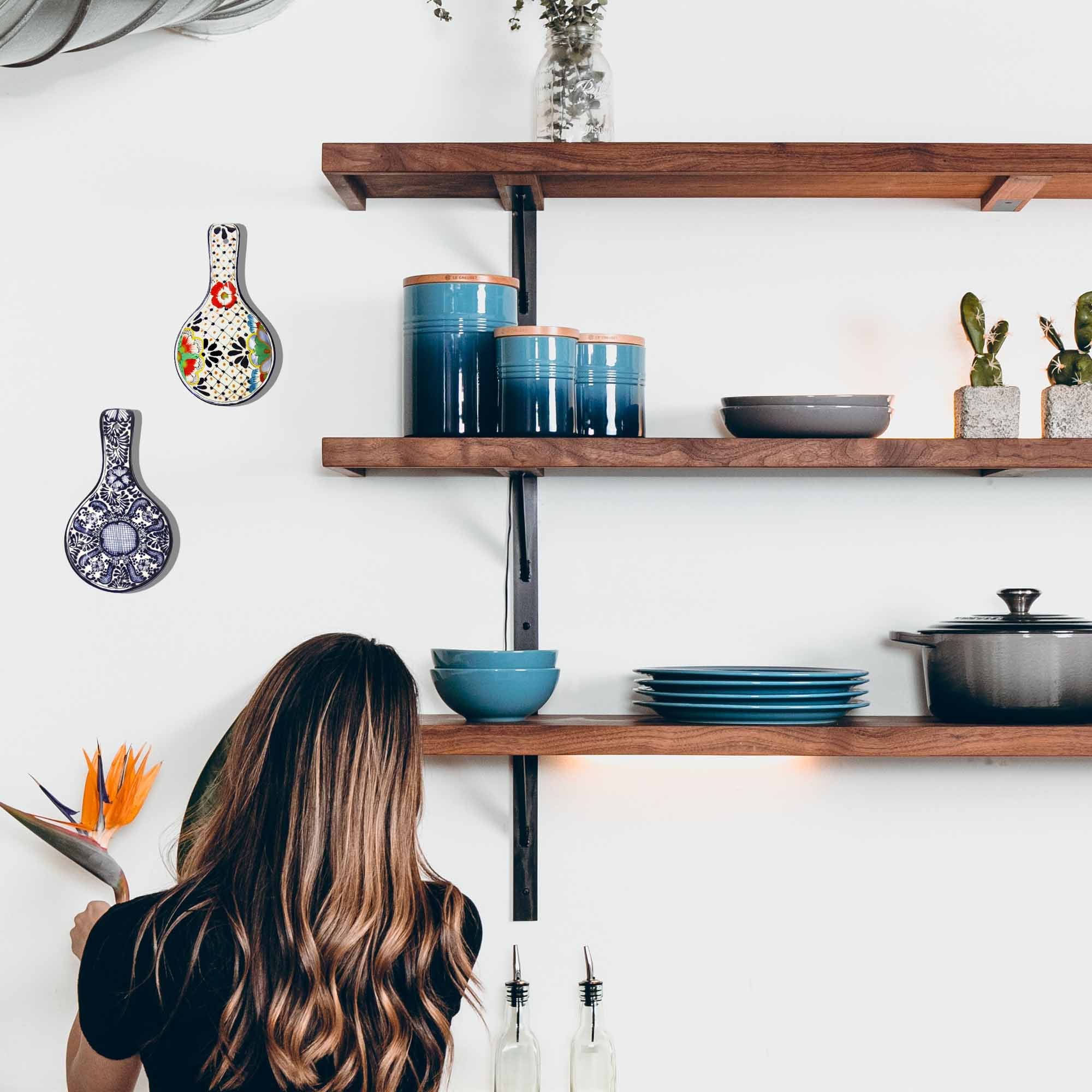 Handmade Pottery Dots & Flowers Spoon Rest - Encantada