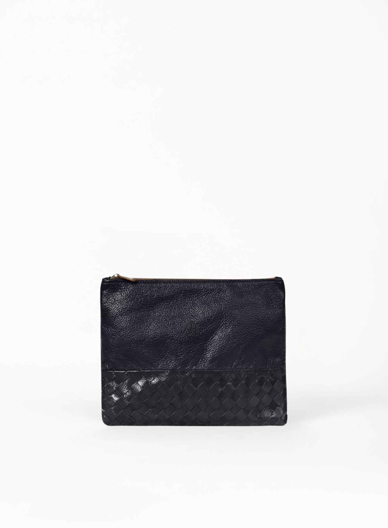 Woven Leather Large Pouch