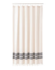 Beige towel with gray stripes on a white background
