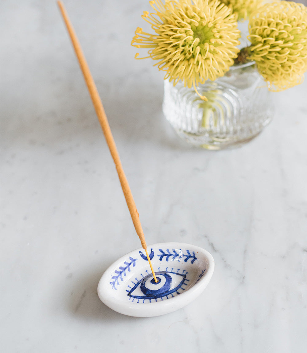 Lalita Evil Eye Blue & White Incense Holder