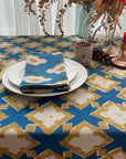 Boho Organic Cotton Tablecloth - Hopi Blue