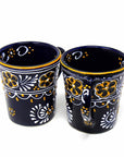 Blue Flared Pottery Mugs - Set of 2