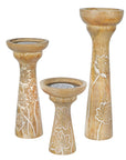 Floral Vine Mango Wood Candleholders - Set of 3