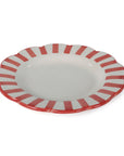 Red Stripe Ceramic Salad Plates - Set of 4