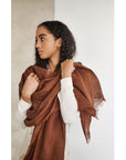 Coco Brown Hand Woven Linen Scarf
