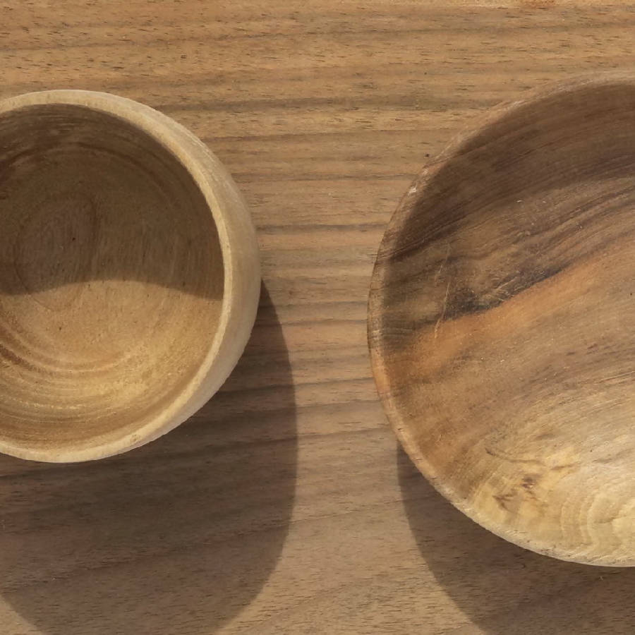Rectangular Walnut Wood Cutting Board & Bowls Set