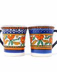 Encantada Flared Orange and Blue Coffee Mugs - Set of Two
