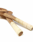 Olive Wood Salad Servers with Bone Handles - White with Etching Design