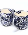 Encantada Rounded Blue Flowers Pattern Mugs - Set of Two