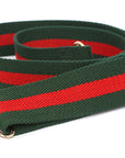 A red and green strap for the leopard print hair-calf leather weekender bag.