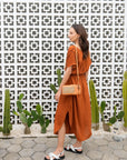 Scarlett Leather and Cane Crossbody Bag in Tan