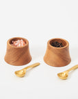 Wooden Pinch Bowls with Brass Spoons - Set of 2